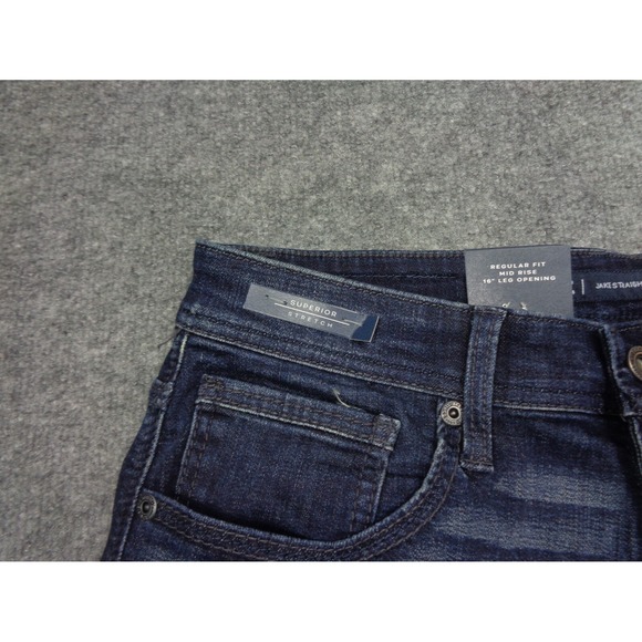 BKE Jean Men 32x34 Blue Jake Straight Buckle Denim Stretch Thick Stitch Werstern - Picture 4 of 13